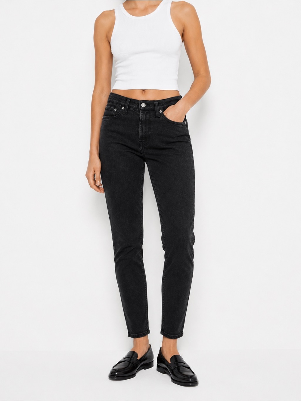 Madewell Athletic Fit Black Jeans 28 Tapered Stretch Denim Everyday Basic